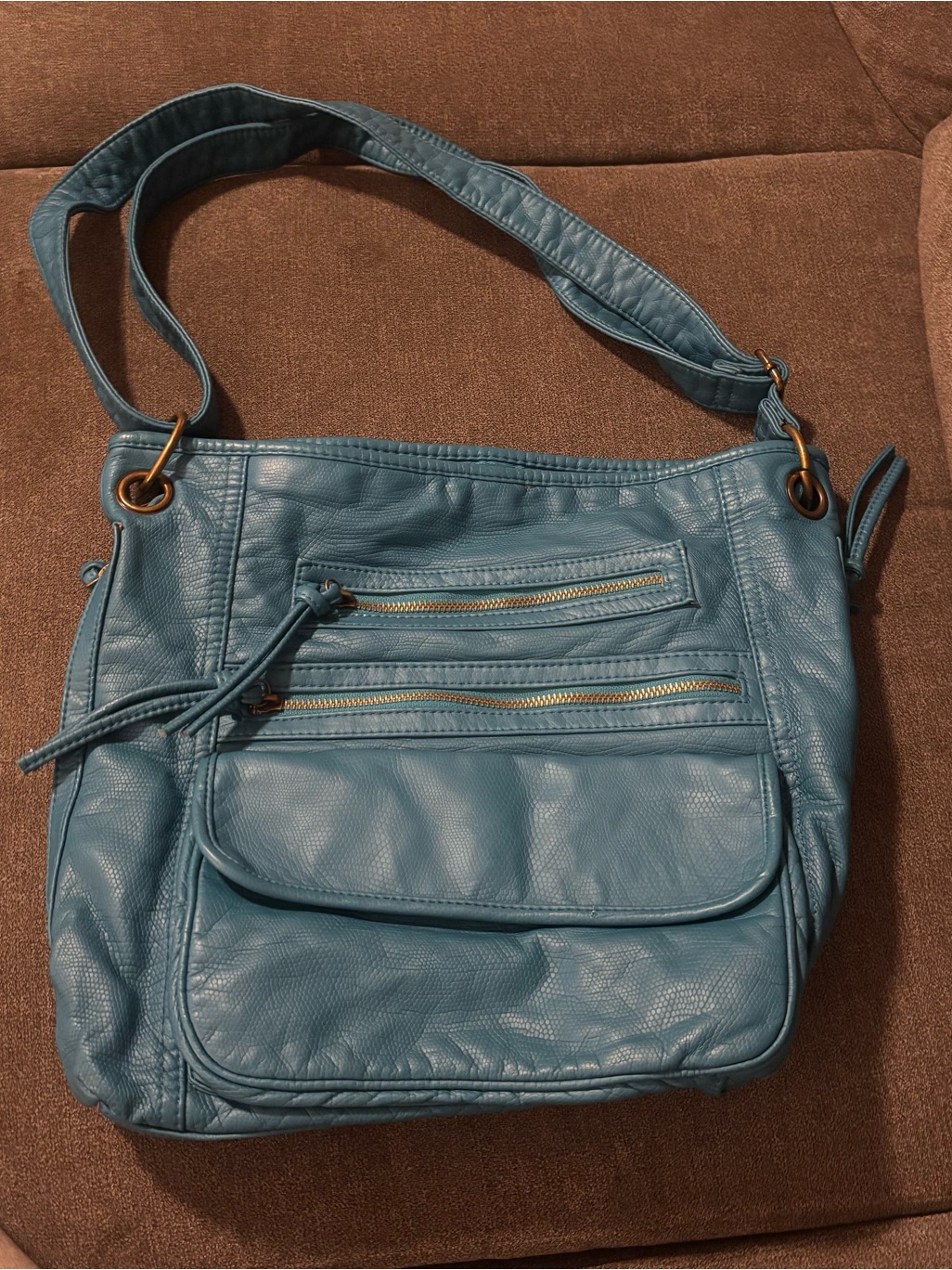 Source Unknown Teal Shoulder Bag With Front Pockets